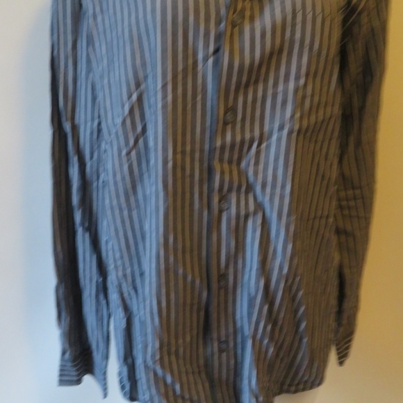 MENS ARMANI JEANS GREY WHITE PINSTRIPE BUTTON DOWN SHIRT US/L* - Picture 4 of 8